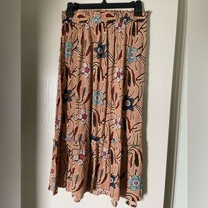 Floral Tan Tiered Skirt - Christian Siriano spring summer feminine terra cotta